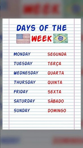 Dias da semana em inglês (aprenda fácil)