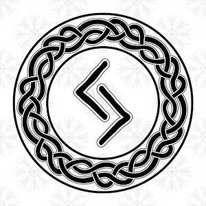 Rune Jera im Kreis - ein altes skandinavisches Symbol oder Zeichen,...