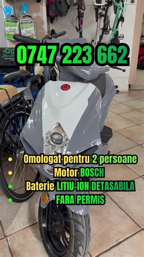 Scuter electric FARA permis ROTAKT MIRAGE, Motor BOSCH 3000W, baterie LITIU-ION DETASABILA omologat pentru 2 persoane 🔥 FĂRĂ PERMIS. FĂRĂ COMPLICAȚII. 🔋 Scutere • Triciclete • Mașini electrice ➡️ FĂRĂ PERMIS 💵 RATE FIXE, FĂRĂ AVANS 🏠 Livrare în TOATĂ România – gata montat 📞 Sună acum: 0747 223 662 💻 www.tomaselectric.ro 📍 Magazin: Ploiești – Str. Unirii nr. 8 ✅ Acte complete: CIV CoC garanție 👉 Scrie-ne sau sună ACUM!