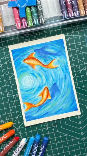 Easy Koi Fish Drawing with Oil Pastels 🐟✨ | Step-by-Step Tutorial