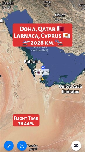 Doha, Qatar 🇶🇦 to Larnaca, Cyprus 🇨🇾 Flight Route ✈️ QR269