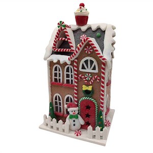 [Hot Item] Lighted Miniature Villa Cabin Clay Gingerbread House Tabletop Christmas Decorations