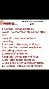 Learner's Today medicine points | A.Q Classical Homoeopathy