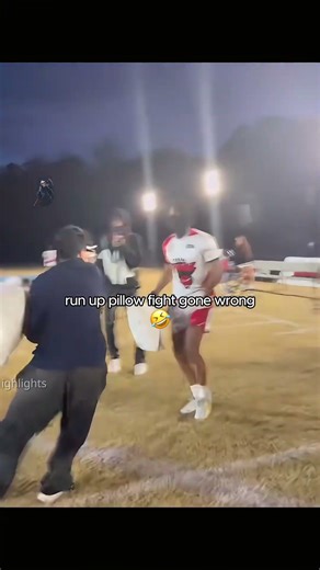 Bro tried a run up pillow fight and lost 😭 #americanfootball