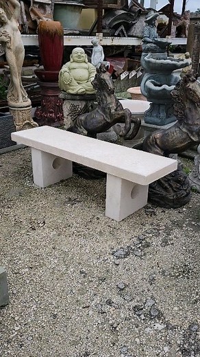 Concrete Modern Straight Bench. This bench is 5 feet long and 18 inches high. . . . #berthasfountains #bench #backyarddesign #concretebench #stonebenches #gardenofinstagram | Bertha's Fountains