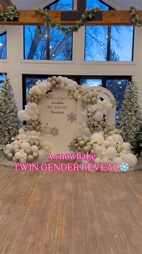 Decor by Anokhi Inc. | Event Decor & Styling on Instagram: "From beautiful to breathtaking✨ Snowflake winter wonderland for a TWIN GENDER REVEAL❄️ Decor & Styling - @decor.by.anokhi Parents to be - @ruchinsamani @nishitarachh Venue - @thevillage1883 Location - Conestogo, ON . . . . . [Gender reveal, baby shower, twins, snowflake theme, winter, winter wonderland, theme, clouds, luxury decor, custom, baby girl, baby boy, girl or boy] #genderreveal #babyshower #snowflake #winterwonderland #boyorgir
