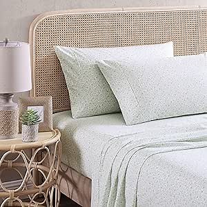 Tommy Bahama - King Size Sheet Set, 100% Cotton Percale Bedding with a Crisp & Cool Feel, Bed Sheets with Matching Fitted Sheet & Pillowcases (Cool Zone Sage)