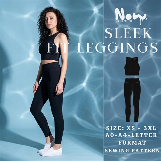 Sleek Fit Leggings Pattern PDF | Sport Leggings Sewing Pattern | High Rise Yoga Pants | A4 A0 US Letter | XS-3XL - Etsy