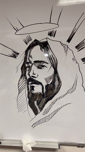 퐁퐞퐧퐣퐢 퐒퐭퐮퐟퐟 on Instagram: "Drawing Jesus on church’s whiteboard ️✝️ #fyp #art #drawing #jesus #god #christian"