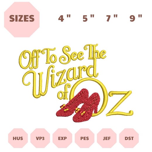 Wizard of Oz Embroidery Design, Red Heels Quote (digital File 4-9 Inch Sizes), Machine Embroidery File - Etsy