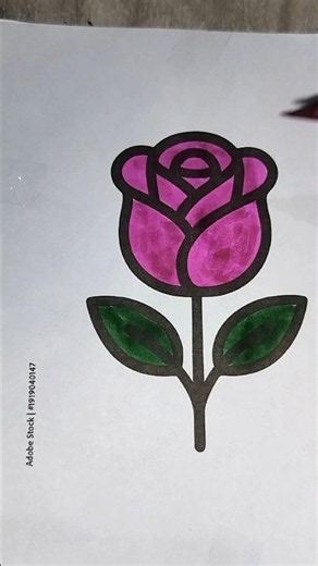 How to Draw a Rose Easy 🌹 Drawing and Coloring for Kids #art #floraldoodle