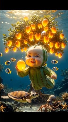 Underwater Cactus Baby and the Mango Tree🌵 #trending #viral #baby #cute #angel #animation #kids