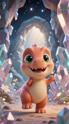 Dancing Baby T-Rex in a Crystal Cave 💎 Fun Dinosaur Video for Kids