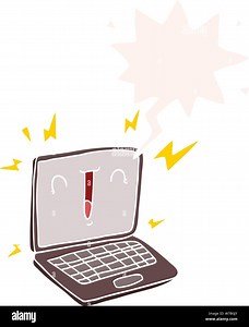 cartoon laptop computer with speech bubble in retro style Stock Vector Image & Art - Alamy