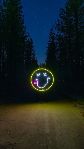 216K views · 10K reactions | Smiley Face Melter 﫠 #lightpainting #art #photography #neon | Dariustwin | Facebook