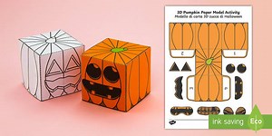 Simple Make Your Own 3D Pumpkin Halloween Paper Craft English/Italian