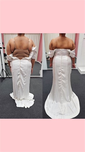 Once we were finally able to zip the dress up, we could see exactly what was going on through the back. One side was sitting completely differently to the other. We see this happen quite often than you think because most of us aren't perfectly symmetrical. So instead of forcing the dress to be "even" on both sides, we tailor it to the bride's real body, which sometimes means doing the alterations asymmetrically. So if your dress is pulling, drifting or just feels a bit off, it doesn't mean it's 