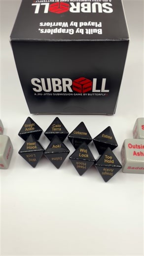 ButterflyX on Instagram: "Subroll: Leglocks is now live! Roll and land on one of 8 of your favorite leg locks: Straight Ankle, Aoki, Woj Lock, Estima, Caio Terra, Toe Hold, Heel Hook, or Corkscrew. Starting from one of your 6 favorite positions! Same rules, different subs and positions. Get yours now at https://bfxgear.com/collections/subroll #jiujitsugames #bjj #jiujitsulife #bjj4life #jiujitsu"