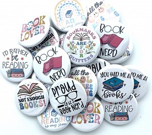 Reading Book Club Buttons / Various Size and Back Types / Literary Girl or Librarian Gift Idea - Etsy