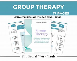 Group Therapy, Social Work Modalities Study Notes, Therapy Counseling Interventions, Psychology Theories, LCSW LMSW Review, Mental Health - Etsy