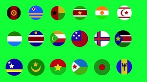 Flag icon set. National flags icon for all country in the world. circle shape flags icon animation.
