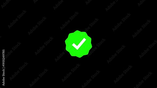 An elegant check mark symbol animation signifying a positive result. polygon circle loop and tick mark animation