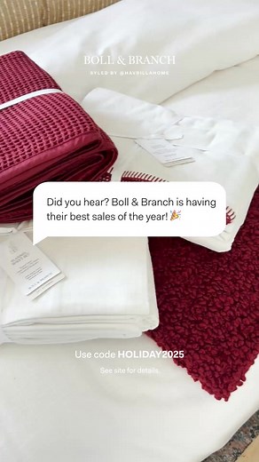 395K views · 14 reactions | SPREAD THE WORD__Our best sales of the year are here! From cloud-soft bedding and cozy layers, this is your chance to bring home extraordinary comfort at the best savings. Use code HOLIDAY2025. See site for details. | Boll & Branch | Facebook