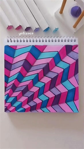 3D Geometric Pattern Drawing | Colorful Optical Illusion Art #doodle #drawing #shorts