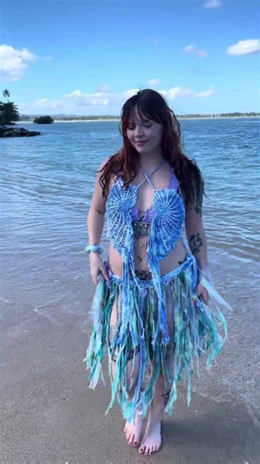 Feeling like a mermaid in this macrame conch shell top ✨ #macrame #macramedress #macramemaker