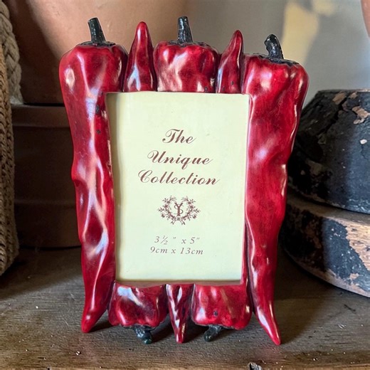 Y2K Red Hot Chili Pepper Picture Frame - 3.5"x 5" - Hand Painted Resin - Rustic Farmhouse Kitchen Decor - the Unique Collection - Etsy