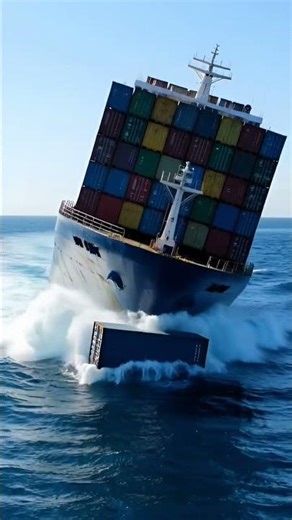 A Huge Cargo Ship Fall In ocean And dropping all the containers