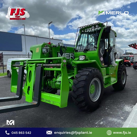 A closer look at the New Merlo P120.10 Telehandler 💥💪 The Merlo P120.10 is a heavy-duty telescopic handler designed to tackle the most demanding lifting and handling tasks. With an impressive maximum lifting capacity of 12,000 kg and a lift height of 9.8 meters, this powerful machine is built for industries that require exceptional strength and reliability. The P120.10 is engineered for optimal performance, featuring a robust chassis and advanced hydraulic systems that ensure precise, smooth o