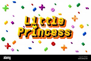 Little Princess pixel art calligraphy lettering. Retro video game style print for kids or babies t-shirt design, room decoration. Vector stock illustr Stock Vector Image & Art - Alamy