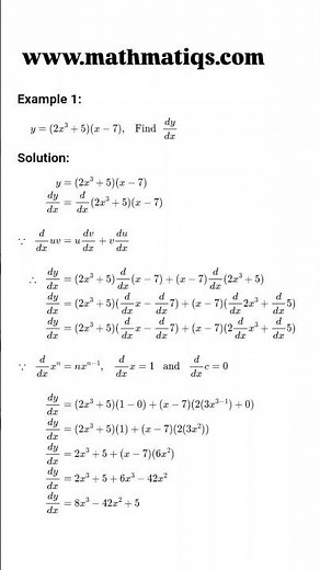 Product Rule of Differentiation ||Differentiate y=(2x^3+5)(x-7) #mathematics #calculus #mathmatiqs