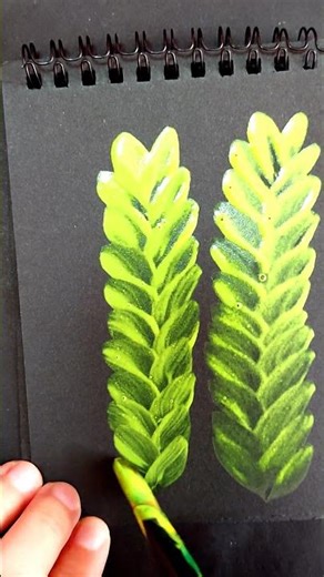 Painting Green Branches with Acrylic on a Black Background #art #painting