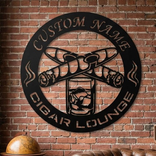 Personalized Cigar Lounge Metal Sign – Custom Name Cigar Wall Art for Man Cave, Dad, Grandpa & Uncle - Etsy