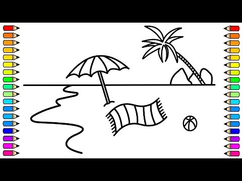 Cómo dibujar una PLAYA / Dibujos para niños / How to draw a BEACH / drawings for kids