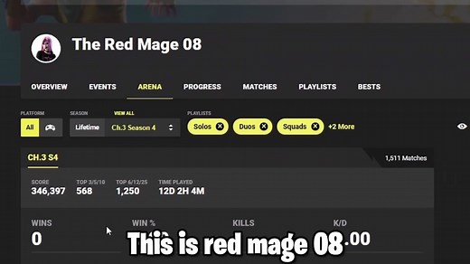 Red Mage 08 Wins with Fortnite Naruto Skin