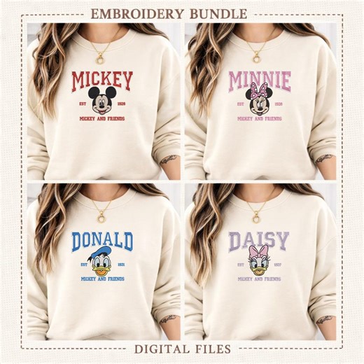 Mickey Minnie Donald Daisy Embroidery Bundle Cartoon Family Shirt Designs Digital Download Files - Etsy