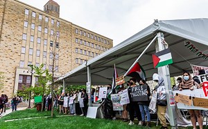 Pro-Palestine protesters occupy lawn on KU’s campus