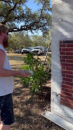 Brick Wall Painting: First Coat Primer Application
