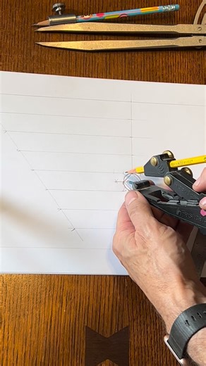Volute layout: locating the points for swinging the first four 1/4 circle arcs of the and dancing around the eye. #practicalgeometry #carpentryskills #volutelayout #volutes #andreapalladio #fourbooksofarchitecture | Basswood Artisan Carpentry