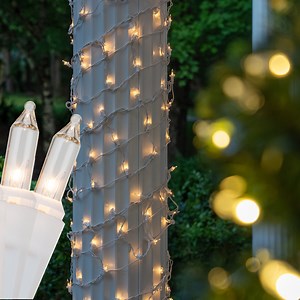 Clear Column Wrap Lights, White Wire - Christmas Lights, Etc