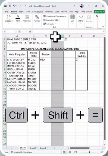Cara menambahkan kolom dan baris yang cepat pada Microsoft Excel #belajarexcel #tutorialexcel #excel