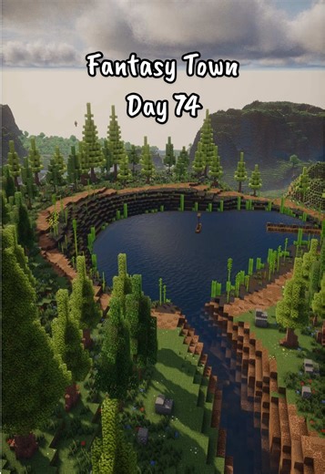 Day 74 of building a fantasy town in Minecraft! Building a custom forest with natural lake. #minecraftbuilding #Minecrafttips #Minecraft #minecraftiktok #minecraftbuildingideas