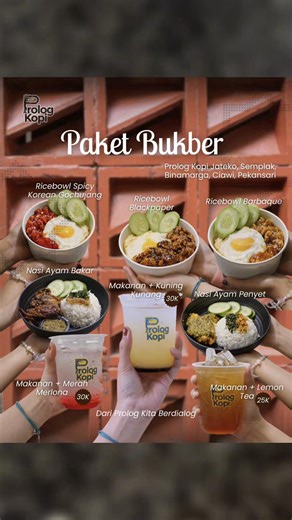 Ramadan bukan cuma tentang berbuka, tapi tentang kembali duduk bersama 🤍 Nikmati Paket Bukber Prolog Kopi dengan pilihan ricebowl favorit & minuman segar yang siap nemenin momen hangatmu. Mulai dari 25K aja ✨ Karena dari Prolog, kita selalu mulai berdialog. 📍Jateko | Semplak | Binamarga | Ciawi | Pekansari Yuk booking dari sekarang! #prologkopi #dariprologkitaberdialog #peloporkopisubsidi #paketbukber