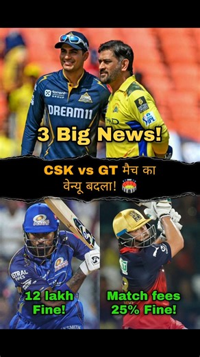 Hardik Pandya & Tim David Fined | CSK vs GT का वेन्यू बदला! 🏏 | IPL News Today