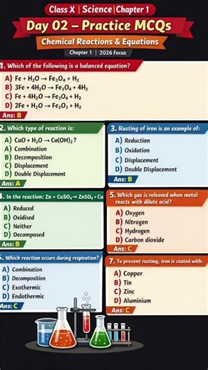 👉 Class 10 Science | Chapter 1 MCQs | Day 02 | Board Exam 2026 #Class10Science #cbseclass10