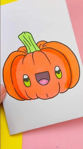 🎃 Cómo Dibujar una Calabaza Kawaii ✨ Paso a Paso (Especial Halloween)