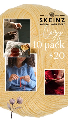 Skeinz - Natural Yarn Store on Instagram: "WARNING: At this price, you may be tempted to order more than one 10-Pack! I think the team might have gotten too much sun and are making even crazier deals – just $20 for 10 balls (remember single-colour packs only). Cozy 4ply comes in 16 colours – from pale pastels to vibrant bold tones, great for such a variety of projects. Sale ends Friday 16th Jan at 10am so jump in quick: www.skeinz.com #yarnbundles #loveNZyarn #knittingaddict #knittingaccessories